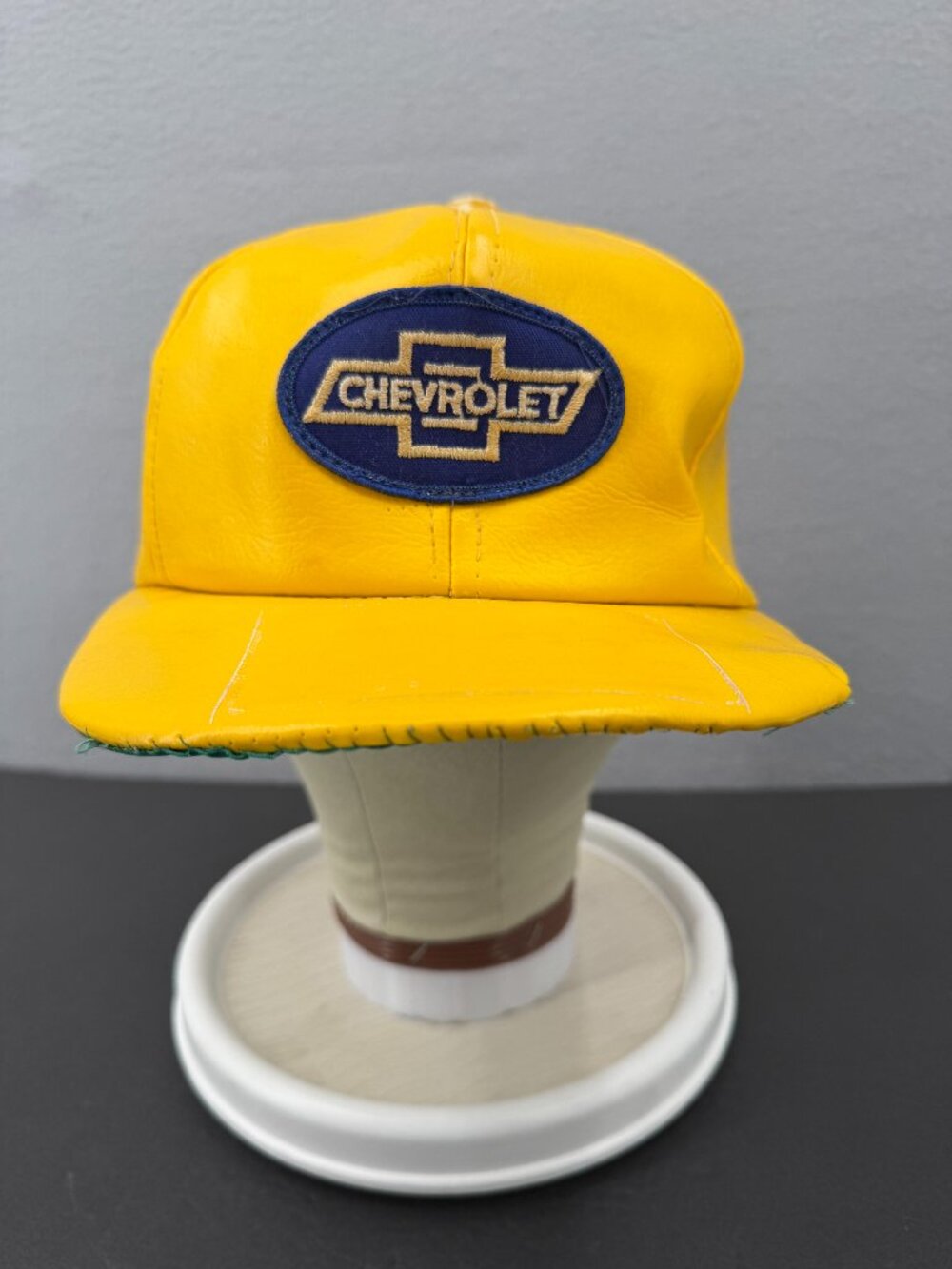 1980's Vintage Chevrolet Yellow Snapback Trucker Hat Vinyl